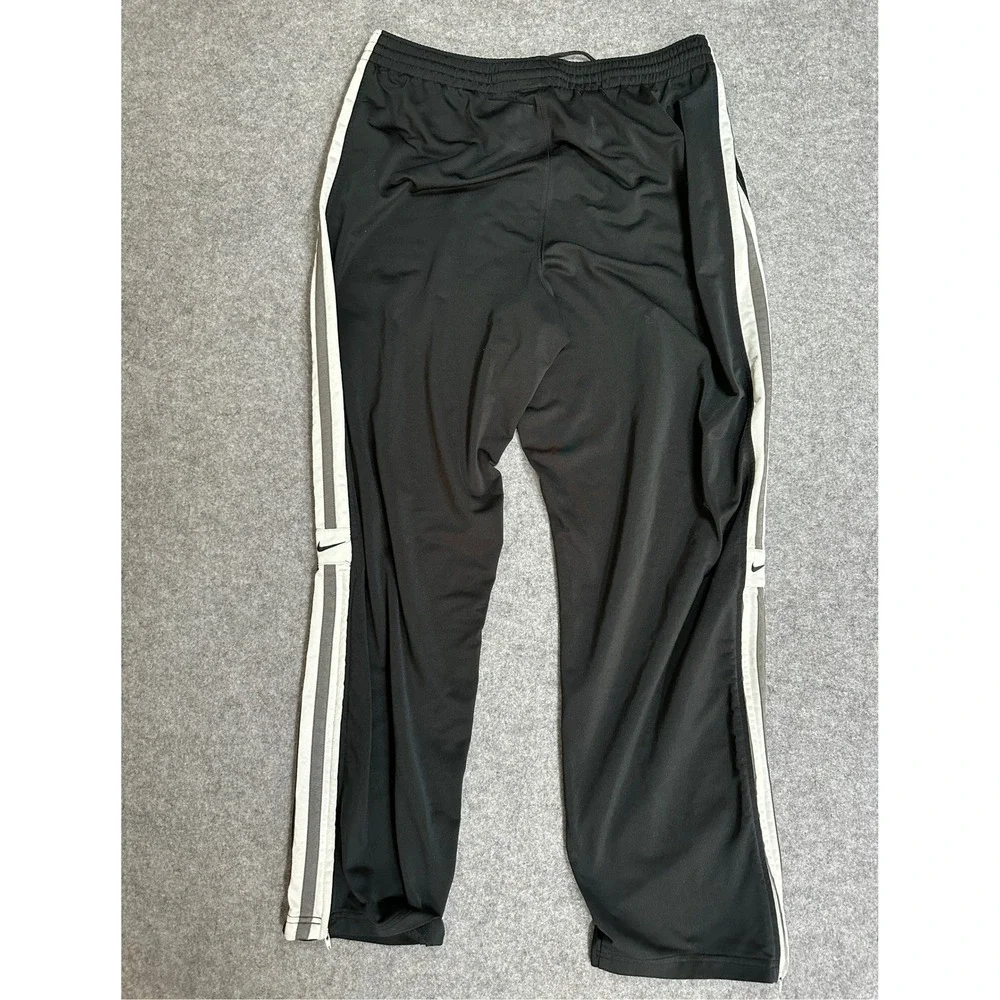 Nike Side Stripe Track Pants XL Black White Side Zip Hem Polyester
